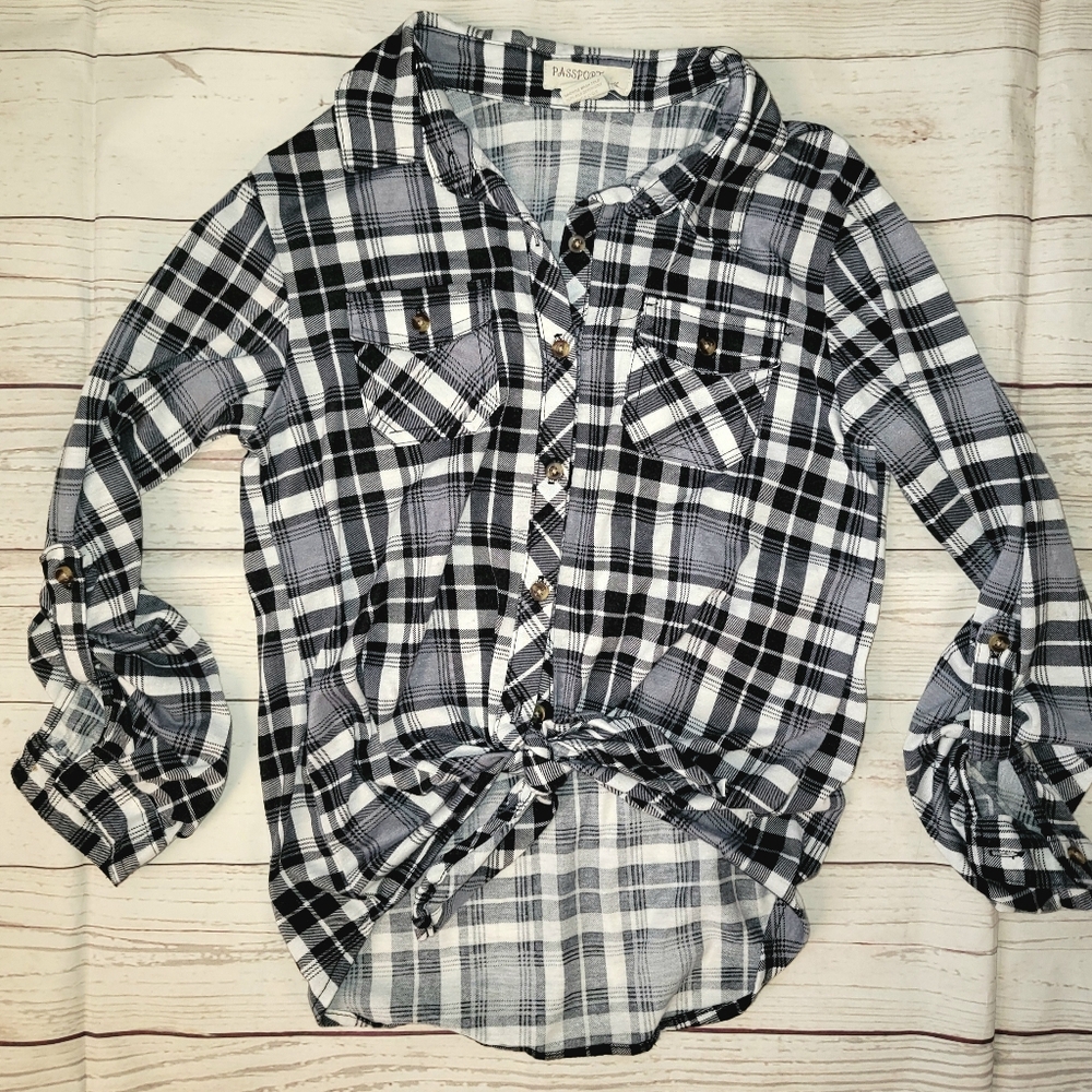 Girls sz 8 long sleeve button down
